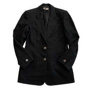 Vintage Talbots 100% Worsted Wool Made in USA Black Blazer Jacket Women’s Size 4